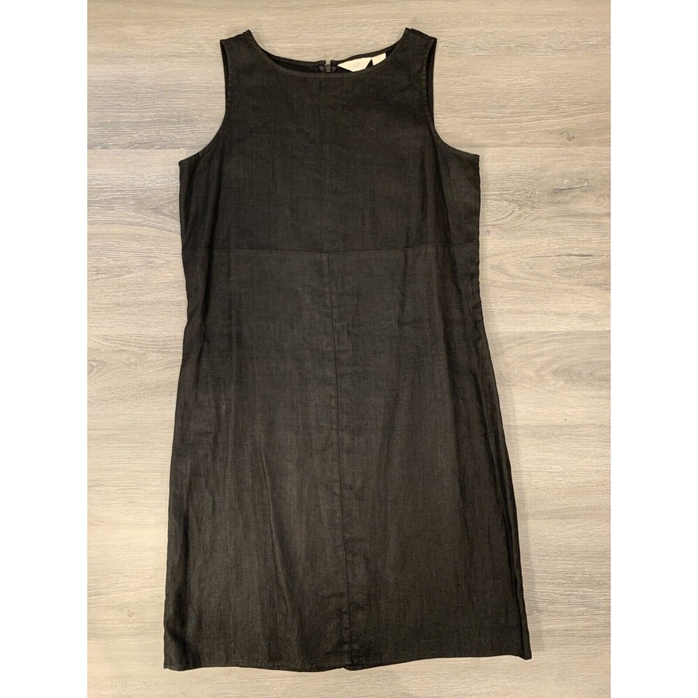 J. Jill Solid Black 100% Linen Sleeveless Dress Size 10T NWT
